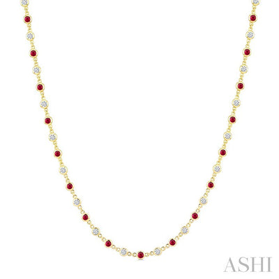 Bezel Alternate Gemstone & Diamond Necklace