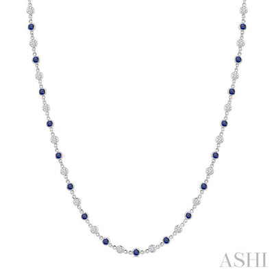 Bezel Alternate Gemstone & Diamond Necklace