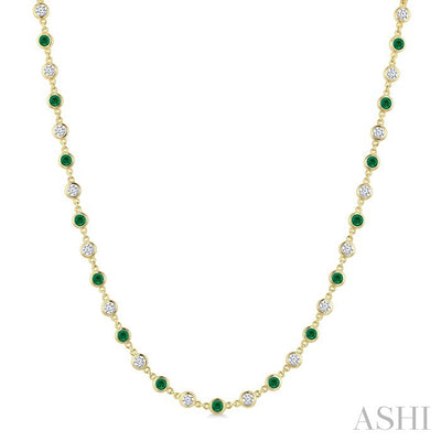 Bezel Alternate Gemstone & Diamond Necklace