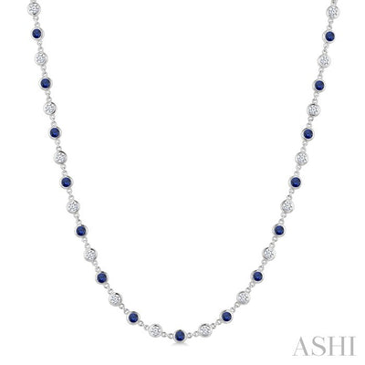 Bezel Alternate Gemstone & Diamond Necklace