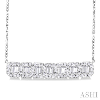 Bar Fusion Halo Diamond Necklace