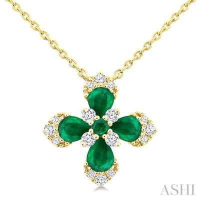 Blossom Pear Shape Gemstone & Diamond Pendant