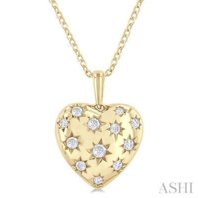 Puffed Heart Shape Diamond Pendant