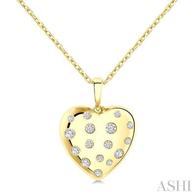 Puffed Heart Shape Diamond Pendant