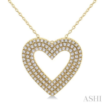 Heart Shape Three Row Diamond Pendant