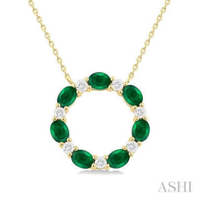 Circle Gemstone & Diamond Pendant
