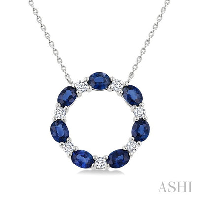 Circle Gemstone & Diamond Pendant