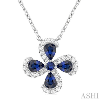 Pear Shape Floral Gemstone & Diamond Pendant