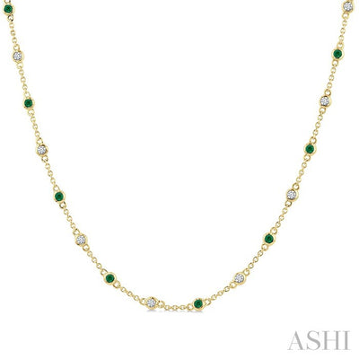 Gemstone & Diamond Station Necklace