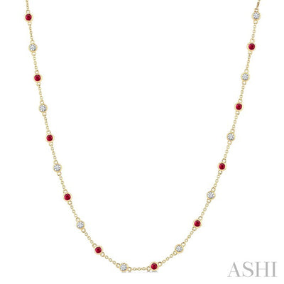 Gemstone & Diamond Station Necklace