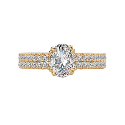 Oval Diamond Two-Row Engagement Ring