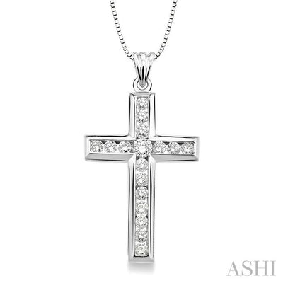 Channel Set Cross Diamond Fashion Pendant
