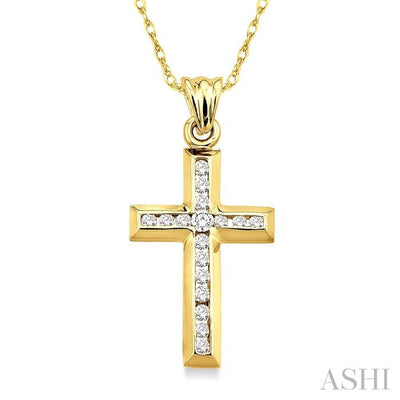 Channel Set Cross Diamond Fashion Pendant