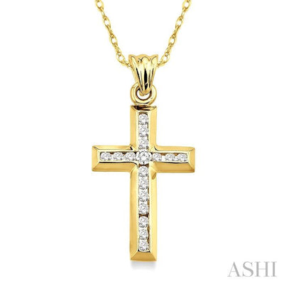Channel Set Cross Diamond Fashion Pendant