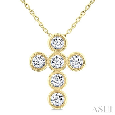 6 Stone Bezel Cross Diamond Fashion Pendant