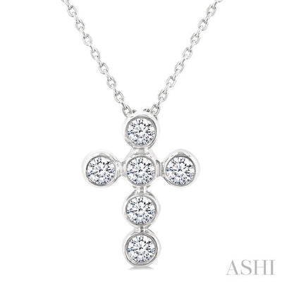 6 Stone Bezel Cross Diamond Fashion Pendant