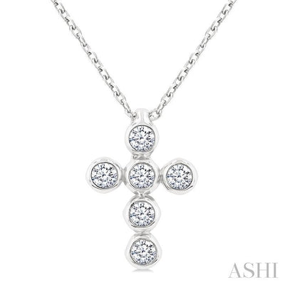 6 Stone Bezel Cross Diamond Fashion Pendant