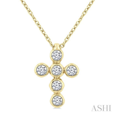 6 Stone Bezel Cross Diamond Fashion Pendant