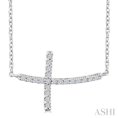 Sideway Cross Petite Diamond Fashion Pendant