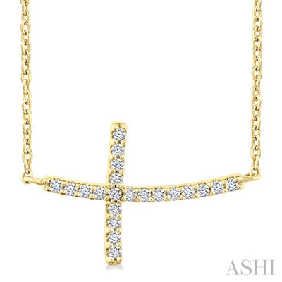 Sideway Cross Petite Diamond Fashion Pendant