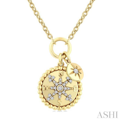 Compass Charm Diamond Fashion Pendant