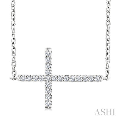 Sideway Cross Petite Diamond Fashion Pendant