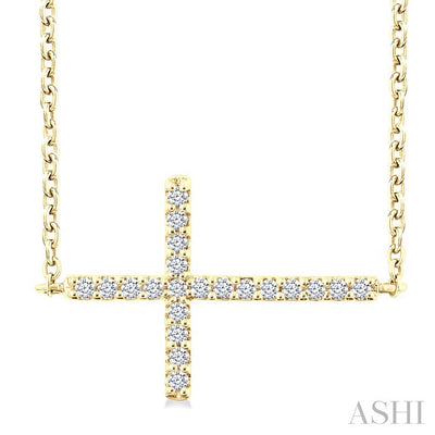 Sideway Cross Petite Diamond Fashion Pendant