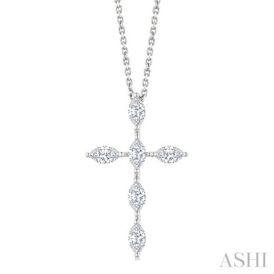 Marquise Shape 6 Stone Cross Diamond Fashion Pendant