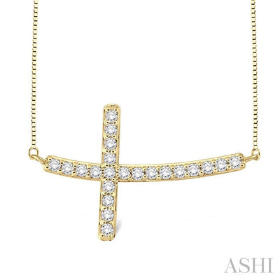 Sideway Cross Diamond Fashion Pendant