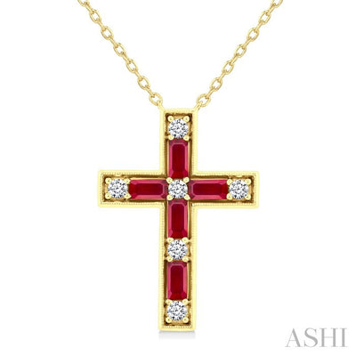 Cross Gemstone & Diamond Fashion Pendant