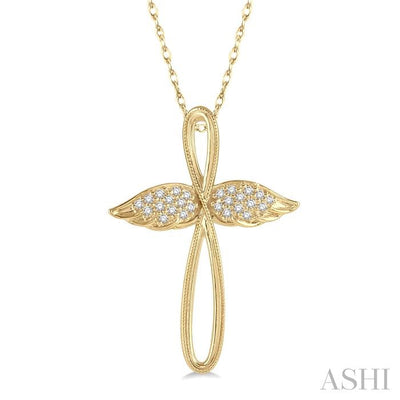 Angel Wings Cross Diamond Fashion Pendant