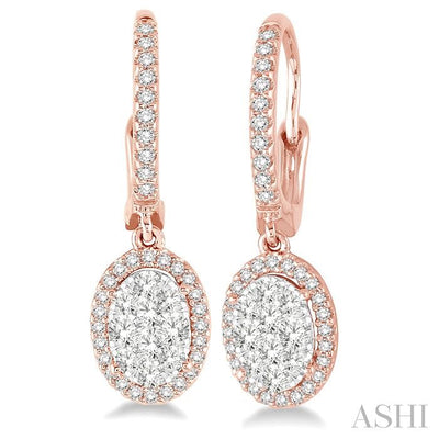 Oval Shape Halo Lovebright Essential Diamond Earrings