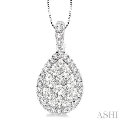 Pear Shape Halo Lovebright Essential Diamond Pendant