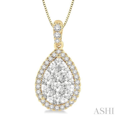 Pear Shape Halo Lovebright Essential Diamond Pendant
