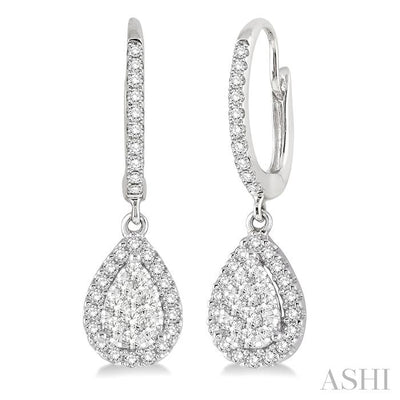 Pear Shape Halo Lovebright Essential Diamond Earrings