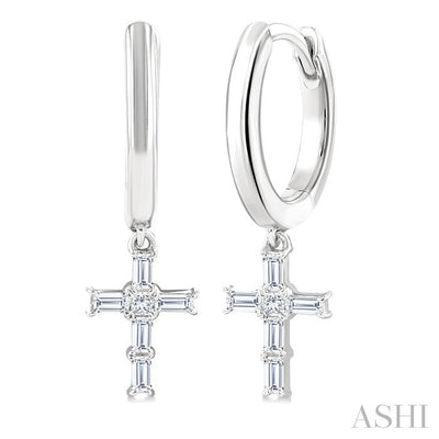 Cross Petite Diamond Fashion Hoop Earrings