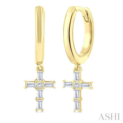 Cross Petite Diamond Fashion Hoop Earrings