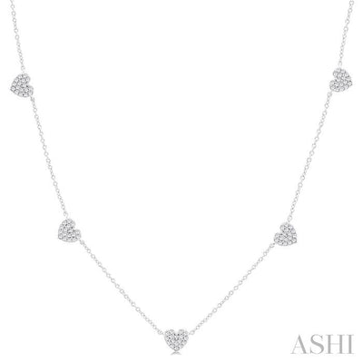 Heart Shape Diamond Station Necklace