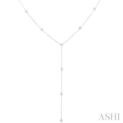 Bezel Set Diamond Station Lariat Y Necklace