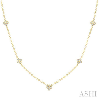 Clover Bezel Set Diamond Station Necklace