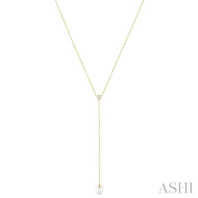 Pearl & Diamond Lariat Y Necklace
