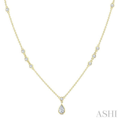 Pear Shape Bezel Set Drop Necklace