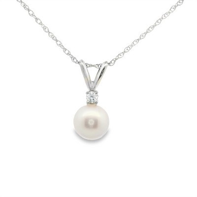 Pearl & Diamond Solitaire Pendant
