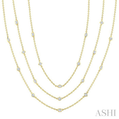 Mixed Shape Layered Diamond Station Necklace
