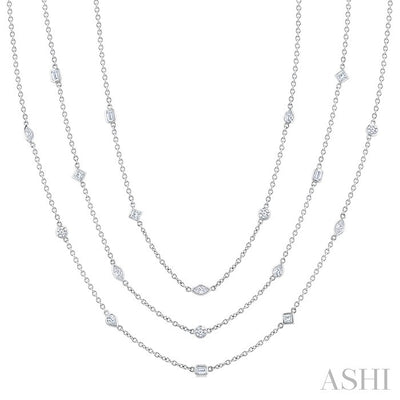 Mixed Shape Layered Diamond Station Necklace