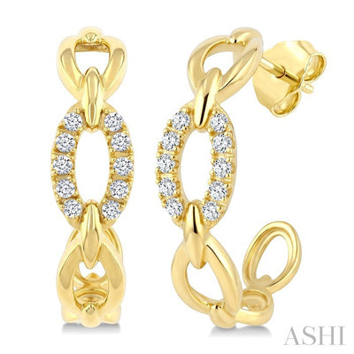 Open Link Diamond Fashion Half Hoop Earrings