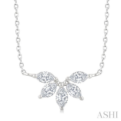 Marquise Shape Chevron Diamond Necklace