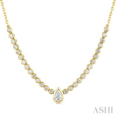 Luna Bezel Pear Shape Halfway Diamond Necklace