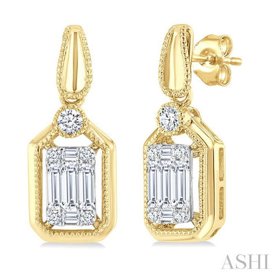 Emerald Shape Fusion Diamond Earrings