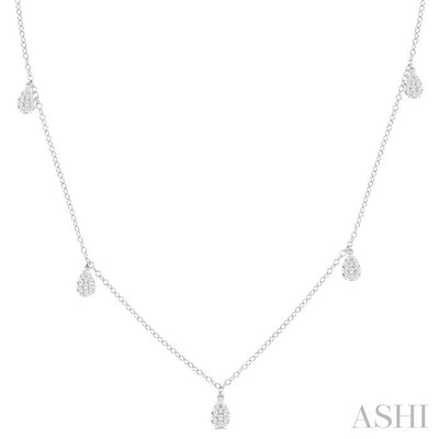 Pear Shape Lovebright Diamond Station Necklace